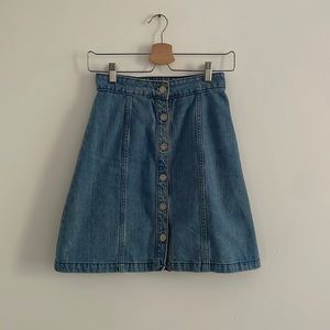 Denim button-up a-frame skirt